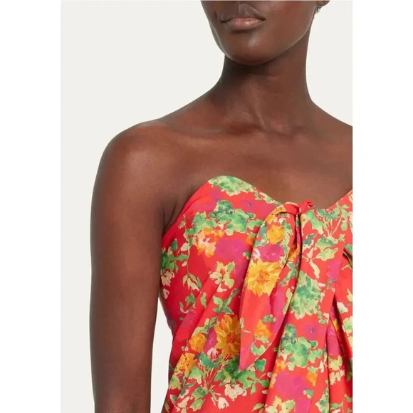 $420 Caroline Constas Kaia Strapless Bustier Mini Dress Red Radiant Flor… - Picture 5 of 16